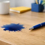 Cleaning ink stain from wooden table