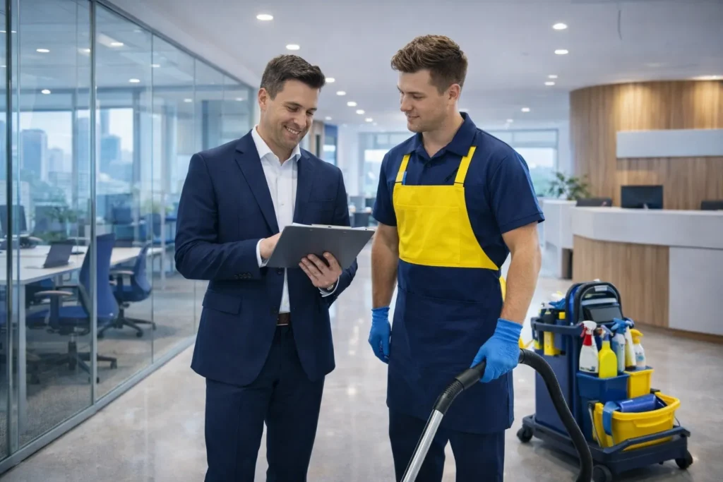 Office discussion in Brisbane workplace