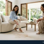 Women_discussing_carpet_stain_in